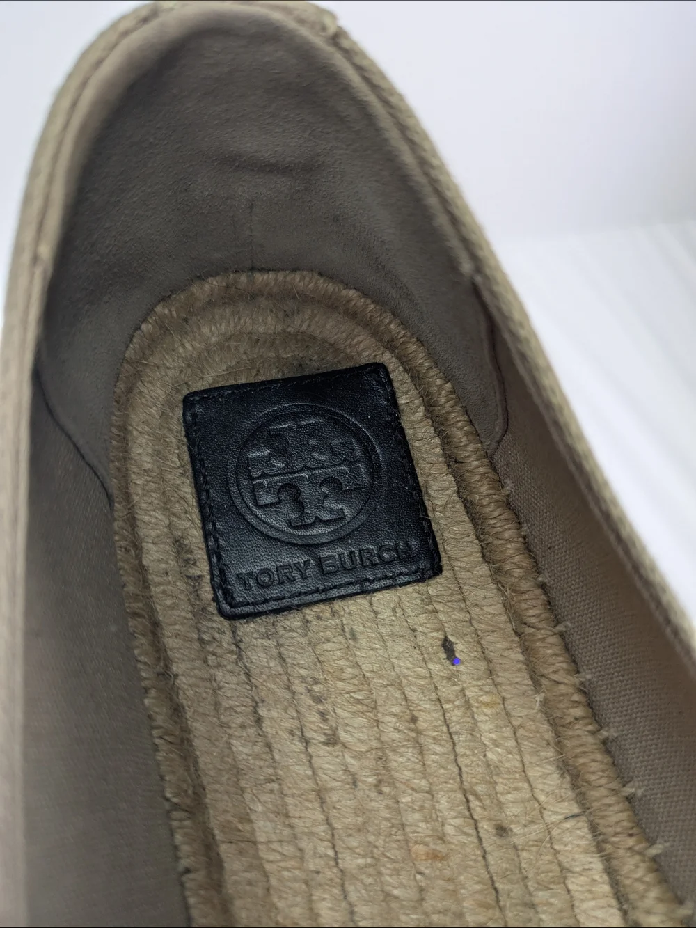 Tory Burch Women’s Beige Espadrille Slip-Ons with Black Trim